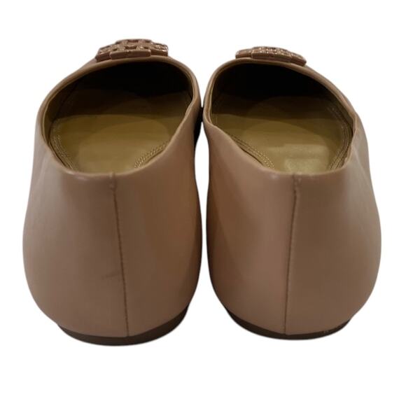 Tory Burch LOWELL 2 Tan Slip on ballet Leather Flats with logo Detail Size 6.5 - Picture 4 of 8